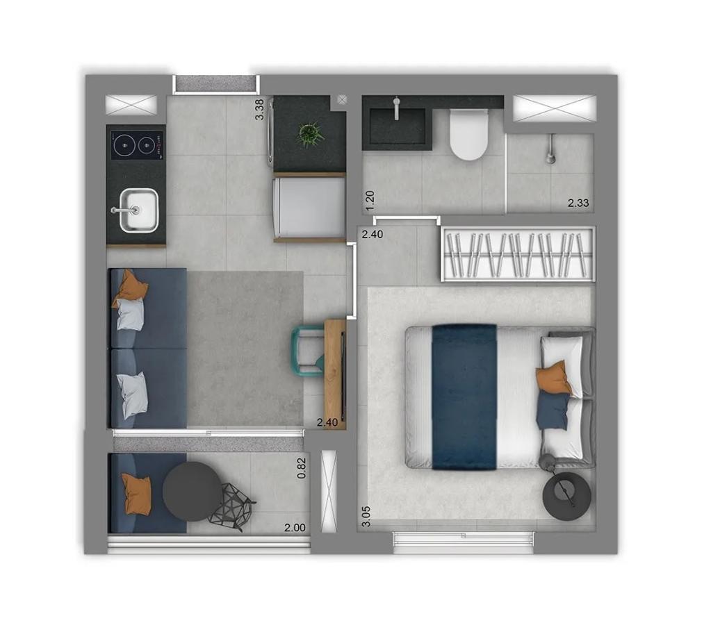 Apartamento, 1 quarto, 2432 m² - Foto 14