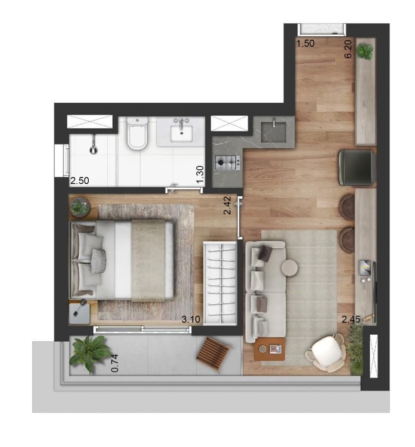 Apartamento, 1 quarto, 2533 m² - Foto 14