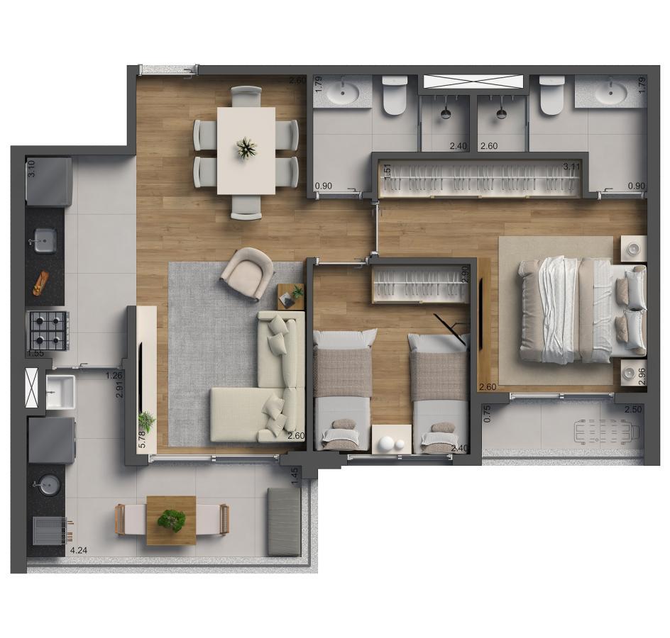 Apartamento, 3 quartos, 63122 m² - Foto 31