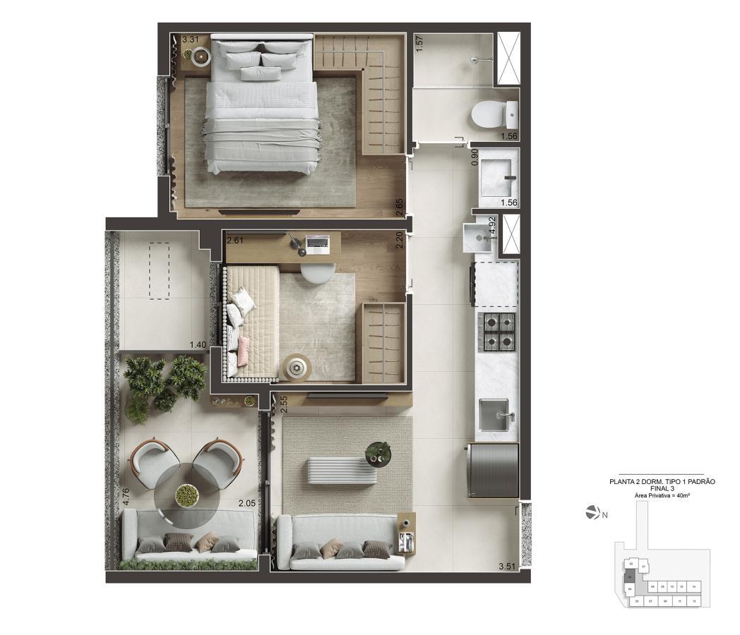 Apartamento, 2 quartos, 3042 m² - Foto 37