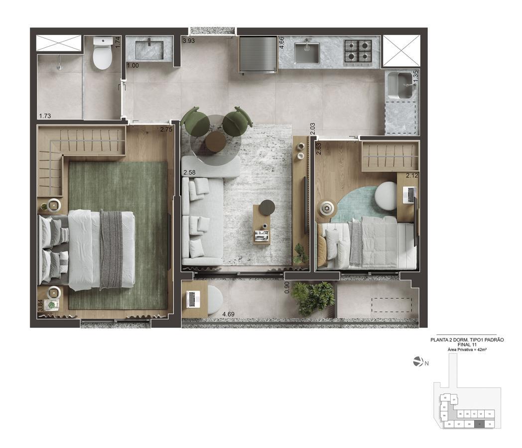 Apartamento, 2 quartos, 3042 m² - Foto 39