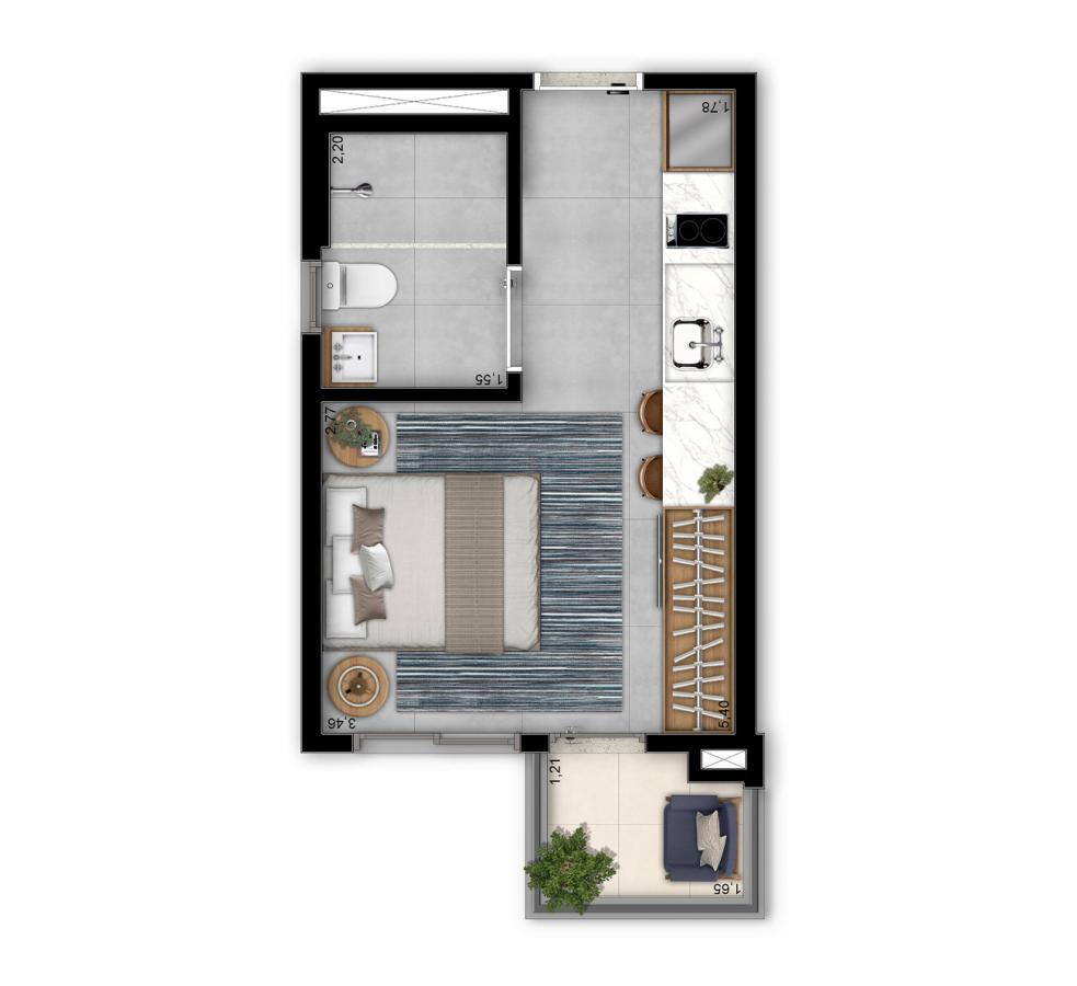 Apartamento, 1 quarto, 23 m² - Foto 12