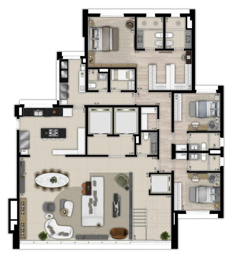 Apartamento, 4 quartos, 277342 m² - Foto 3