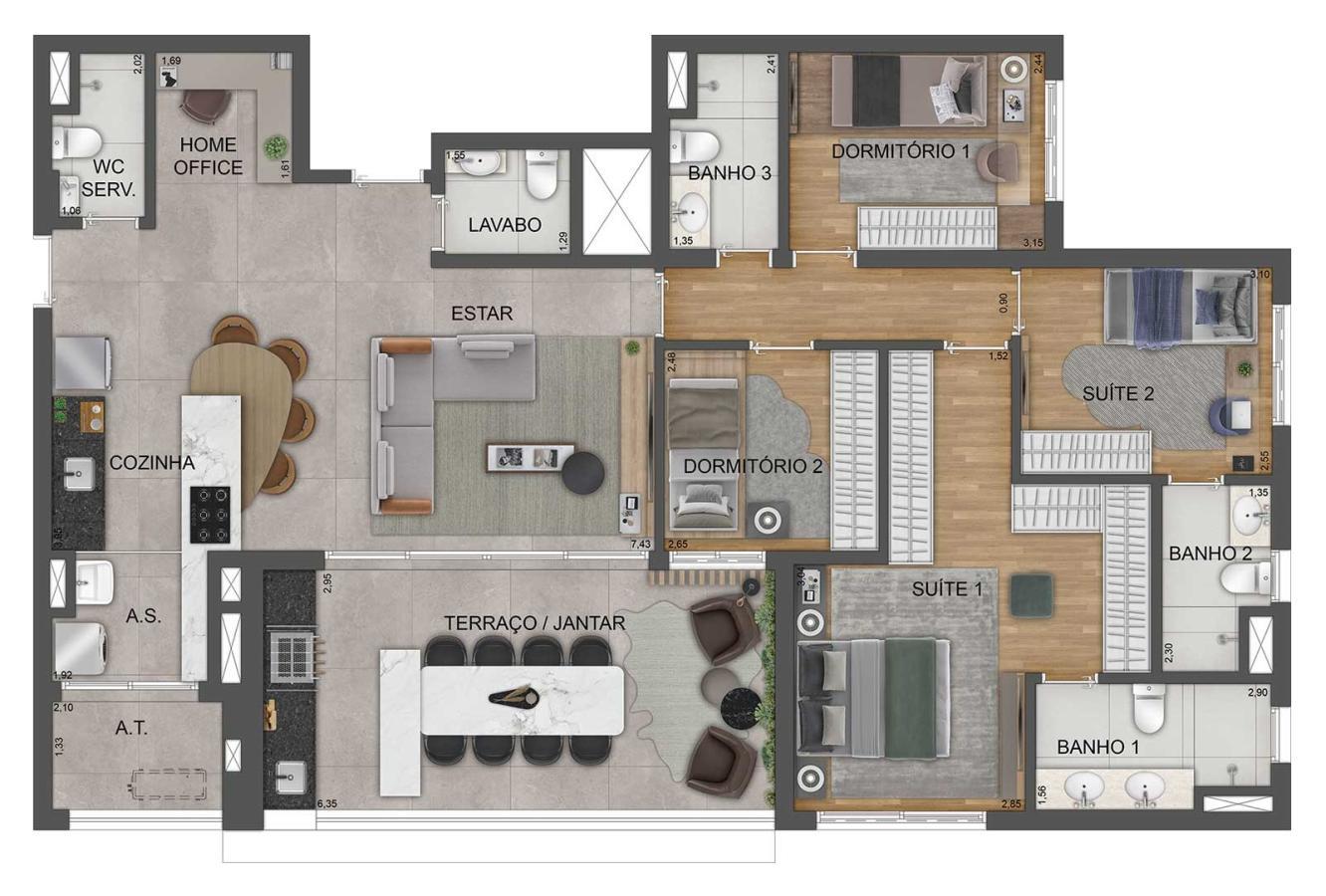 Apartamento, 4 quartos, 66135 m² - Foto 34