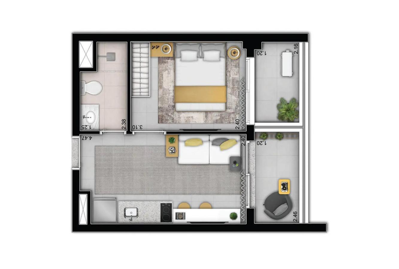Apartamento, 1 quarto, 2432 m² - Foto 20