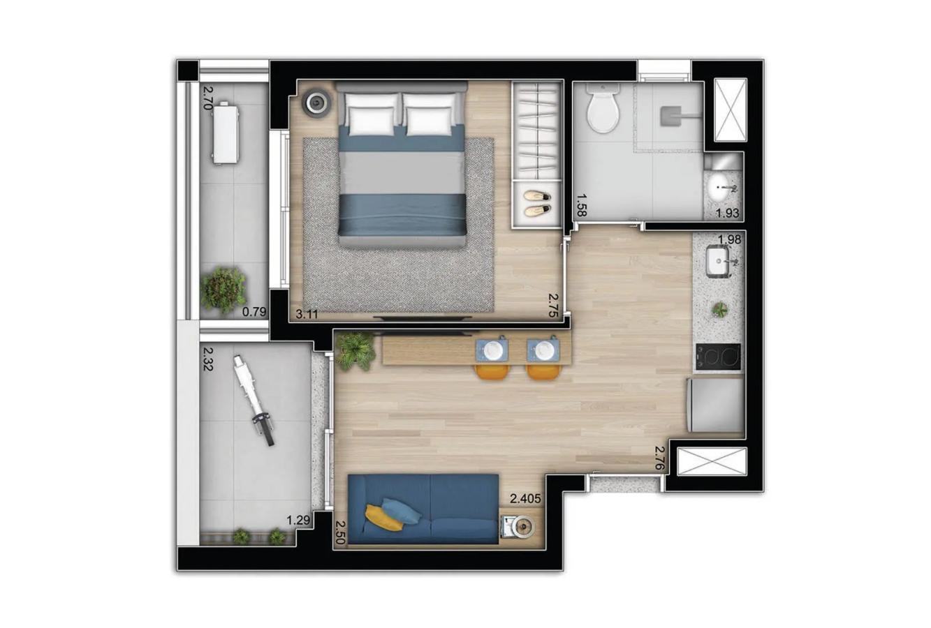 Apartamento, 1 quarto, 2432 m² - Foto 21