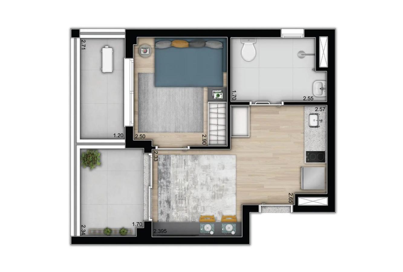 Apartamento, 1 quarto, 2432 m² - Foto 22