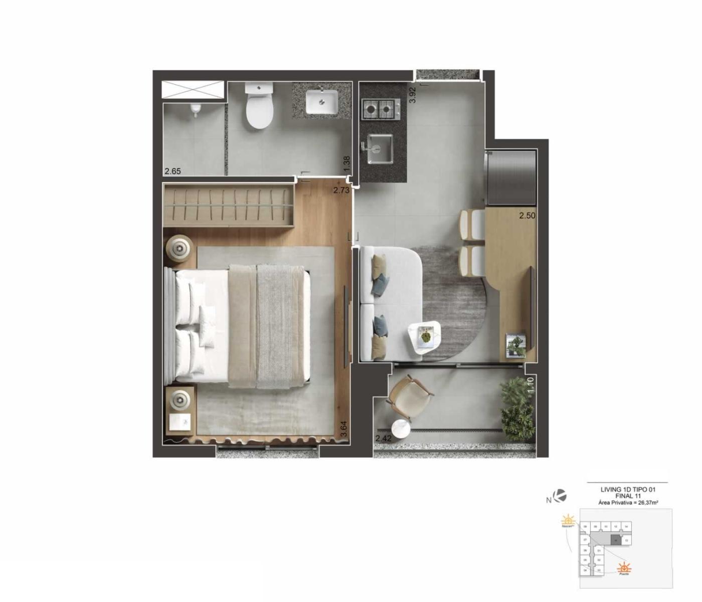 Apartamento, 1 quarto, 2630 m² - Foto 11
