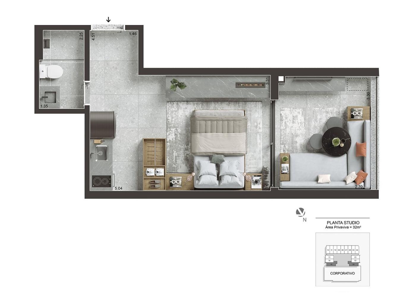 Apartamento, 1 quarto, 2532 m² - Foto 32