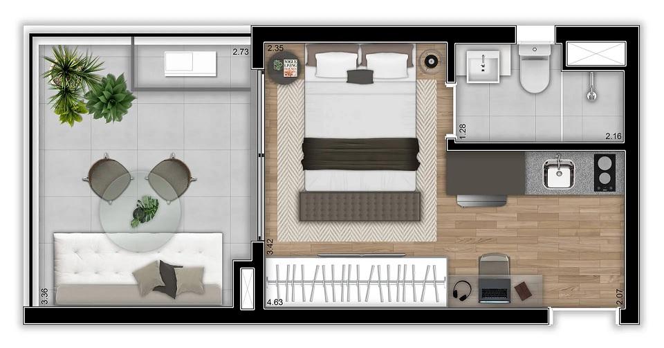 Apartamento, 1 quarto, 2231 m² - Foto 57