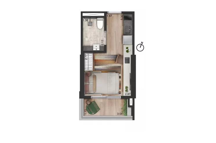 Apartamento, 1 quarto, 2030 m² - Foto 8