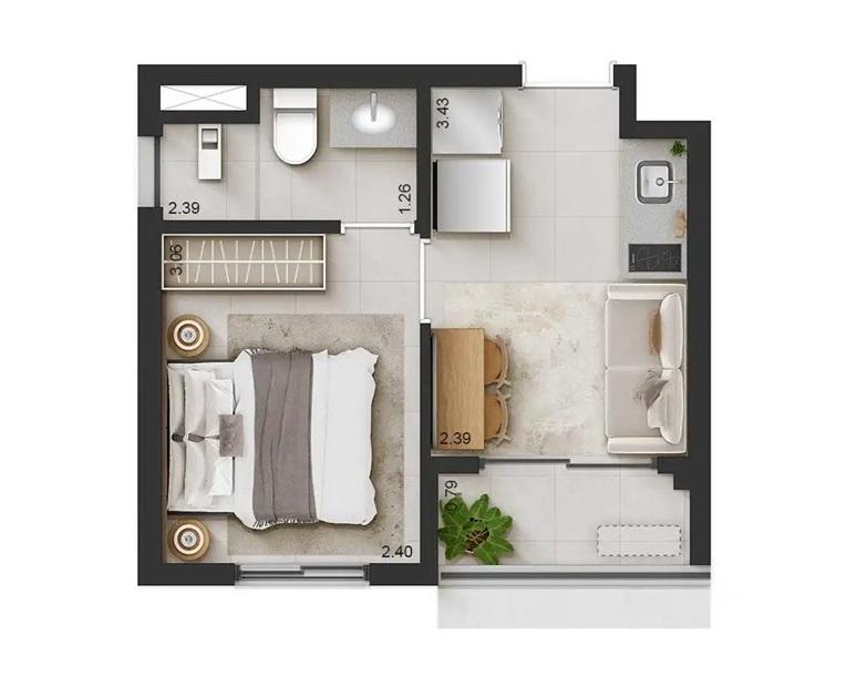 Apartamento, 1 quarto, 2425 m² - Foto 42
