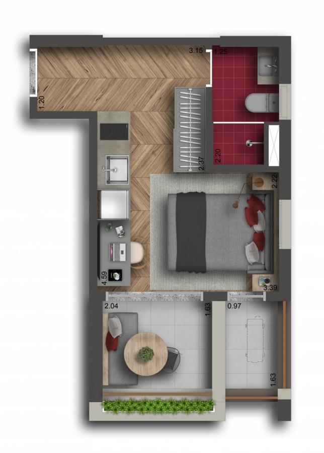 Apartamento, 1 quarto, 2030 m² - Foto 19