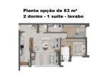 PLANTA OPÇÃO 83 m² - 2 DORMS - 1 SUÍTE - LAVABO