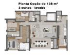 PLANTA OPÇÃO 138 m² - 3 SUÍTES - LAVABO
